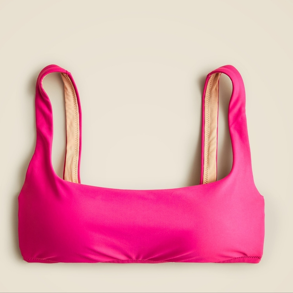 J.Crew Square Neck Full Coverage Bikini Top, Small, Pink